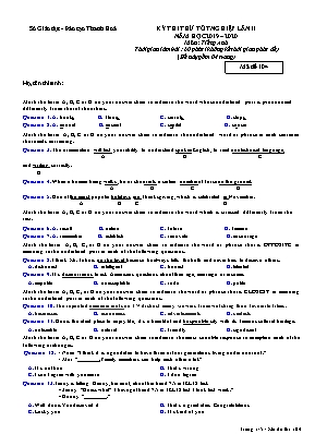 Đề thi thử Tốt nghiệp lần II môn Tiếng Anh - Mã đề 104 - Năm học 2019-2020 - Tỉnh Thanh Hóa